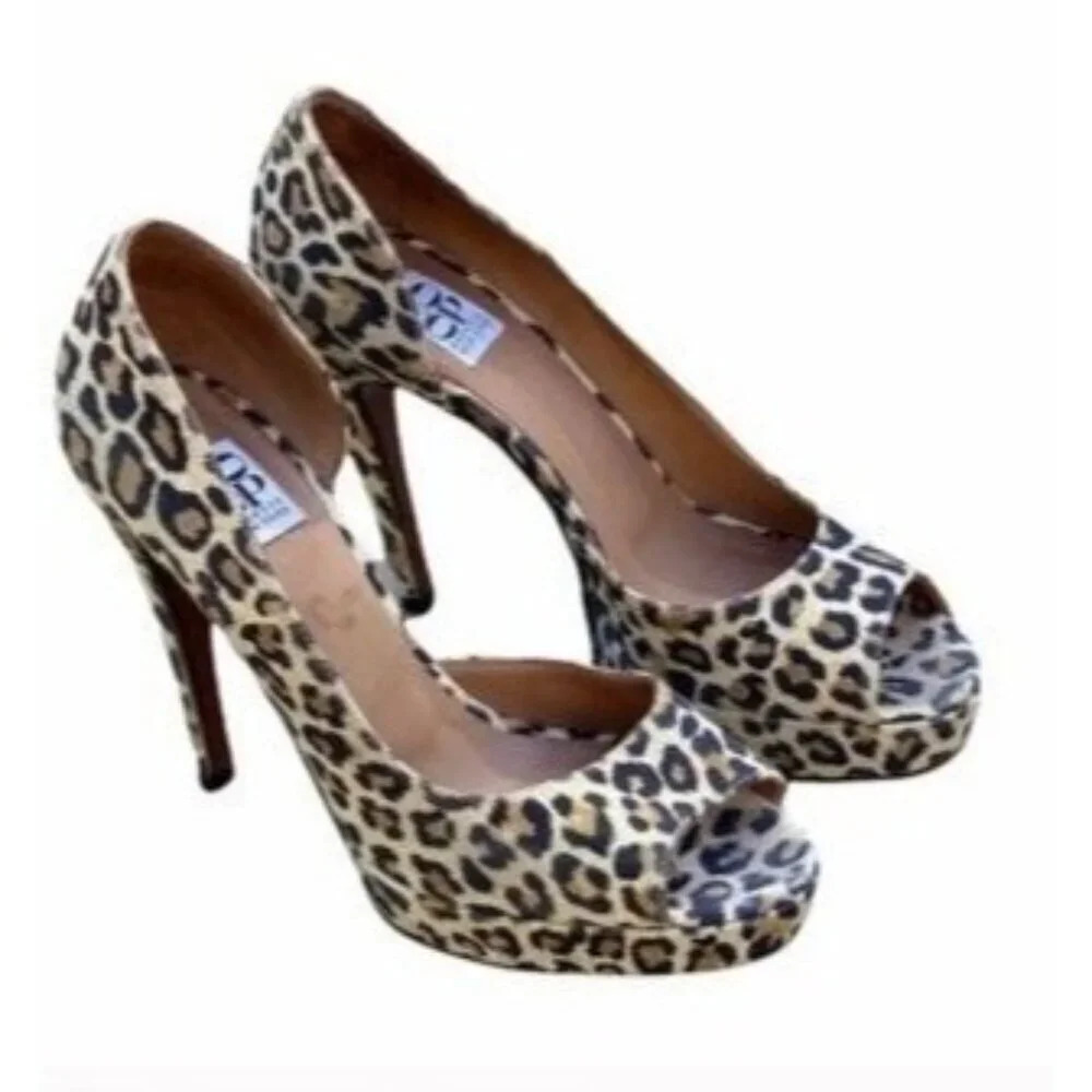 Barneys New York CO-OP Leopard Print Peep-Toe Stilettos